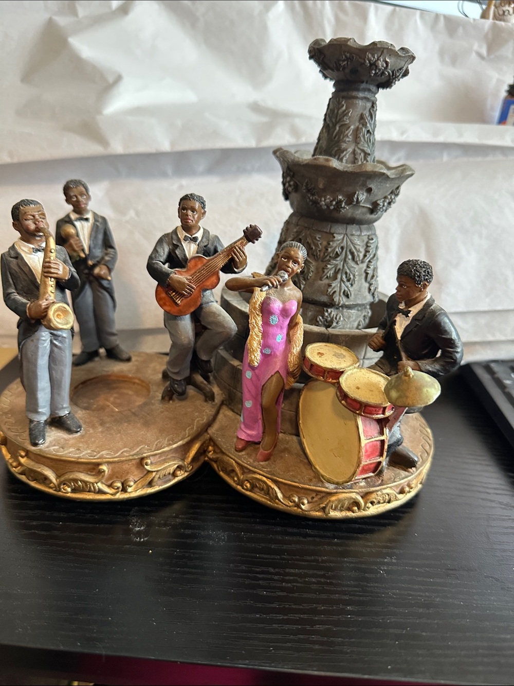 Pink and Gold Jazz Band Candle Holder with water fall.